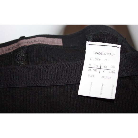 $600 RICK OWENS LILIES Runway LONG SKIRT Ribbed ANTHRACITE Black MADE IN ITALY - Picture 5 of 5